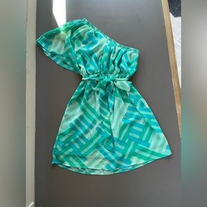 LAST CALL!! Forever 21 One Shoulder Blue/Green Dress